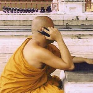 Monk on a cell phone Monk on a cell phone