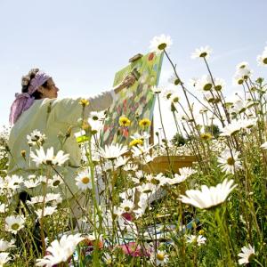 Painter in a Flowerbed Painter in a Flowerbed