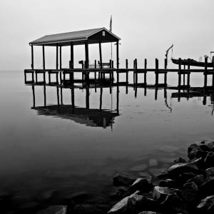 Boat house in the fog Boat house in the fog
