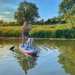 Paddle boarding with the pup! Paddle boarding with the pup!