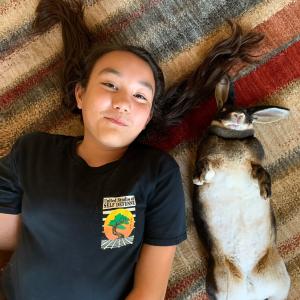 A girl and her rabbit A girl and her rabbit