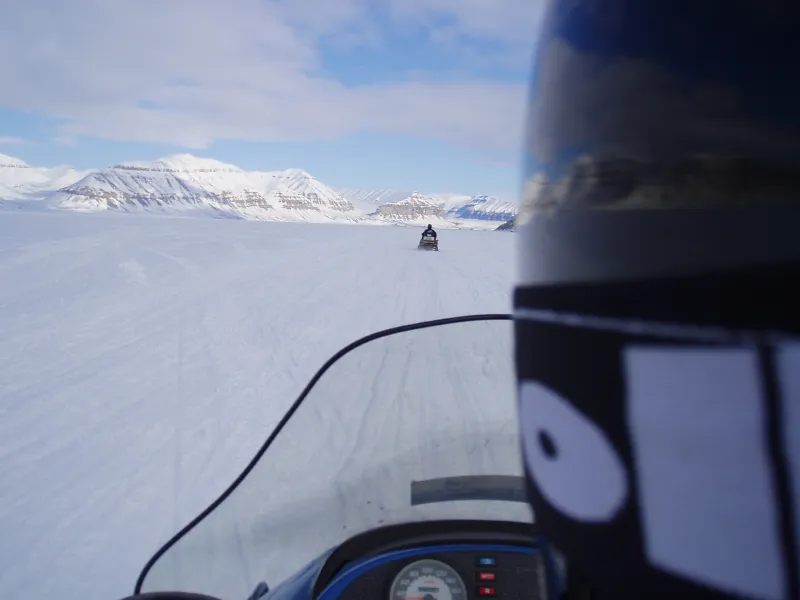 View from a snowmobile View from a snowmobile