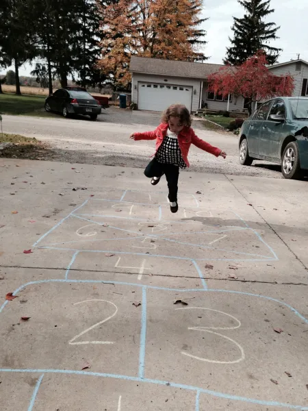 Amelia learning hopscotch Amelia learning hopscotch