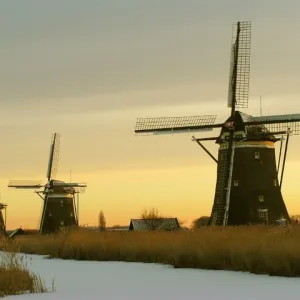 Dutch Mills at Sunset