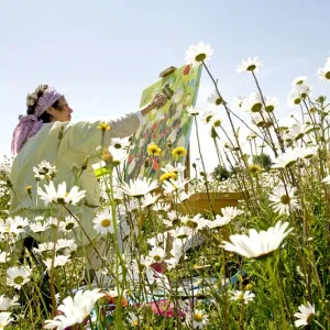 Painter in a Flowerbed