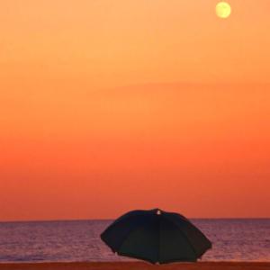Sunset and moonrise