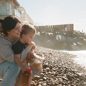 Wife and nephew holding their favorite things. 