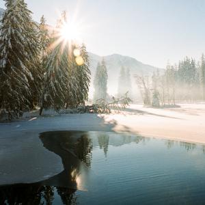 Last light before the sun disappears behind the mountains - Lac des Gaillands