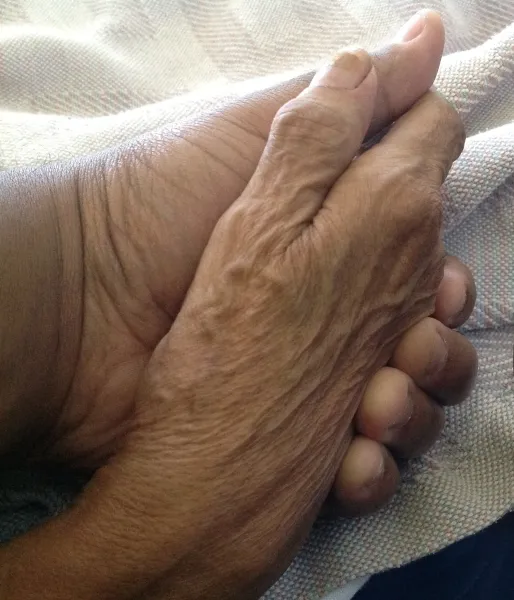 Holding my mother's hand