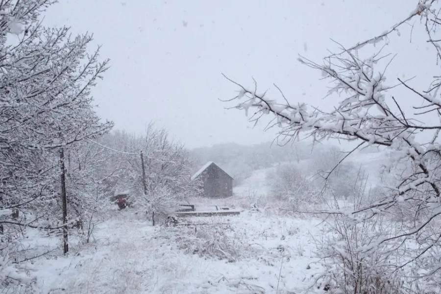 Snow Covered Old Barn