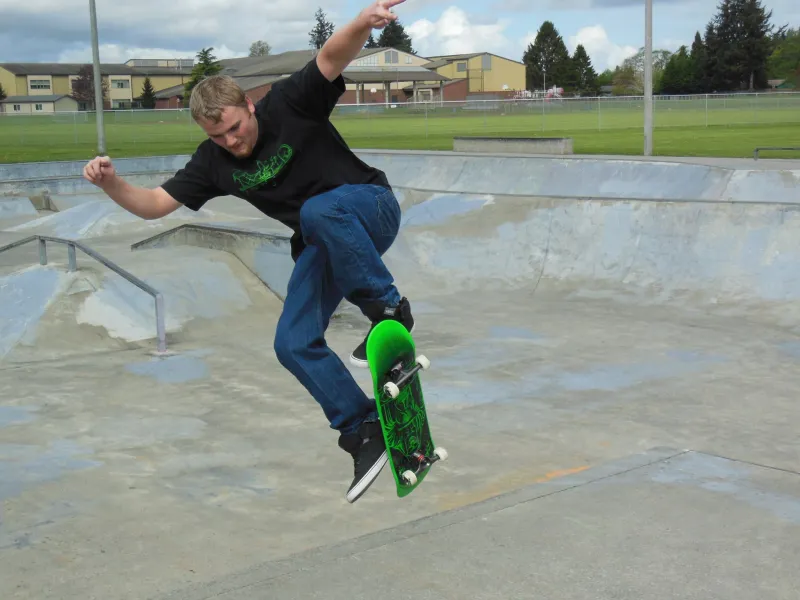 My son flying at the skate park