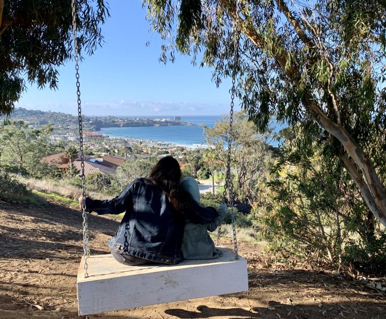 Hidden swing overlooking the Pacific and a quiet mommy-daughter moment. 