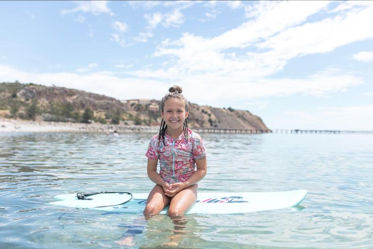 Someone was super excited for her new surfboard! 