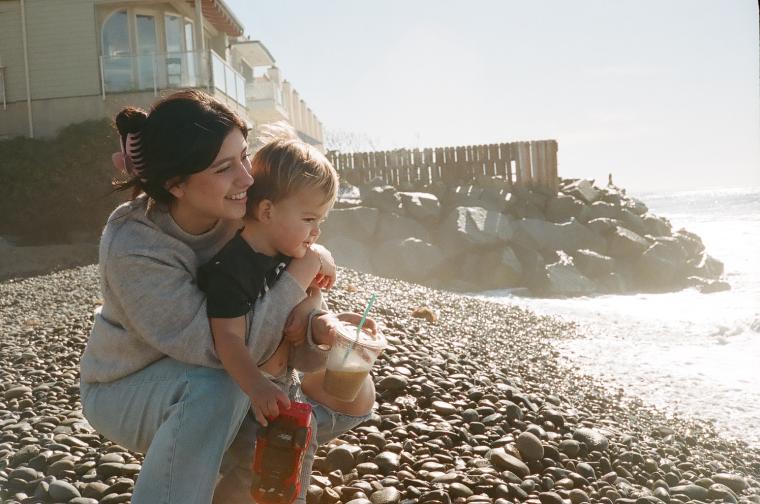 Wife and nephew holding their favorite things. 