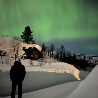 The northern lights in the mountain of Norway